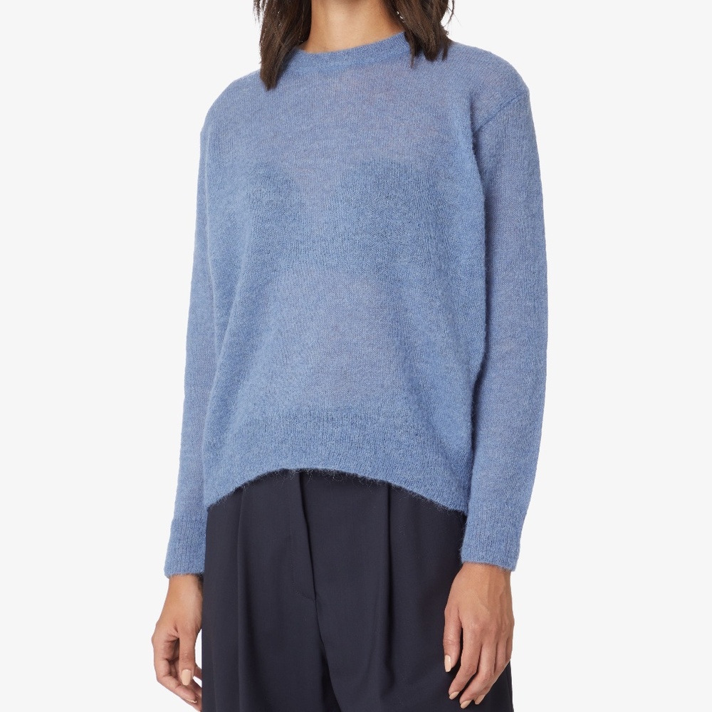 Max Mara Leisure Pece Mohair Alpaca Crewneck Sweater in Avio Blue Size XL